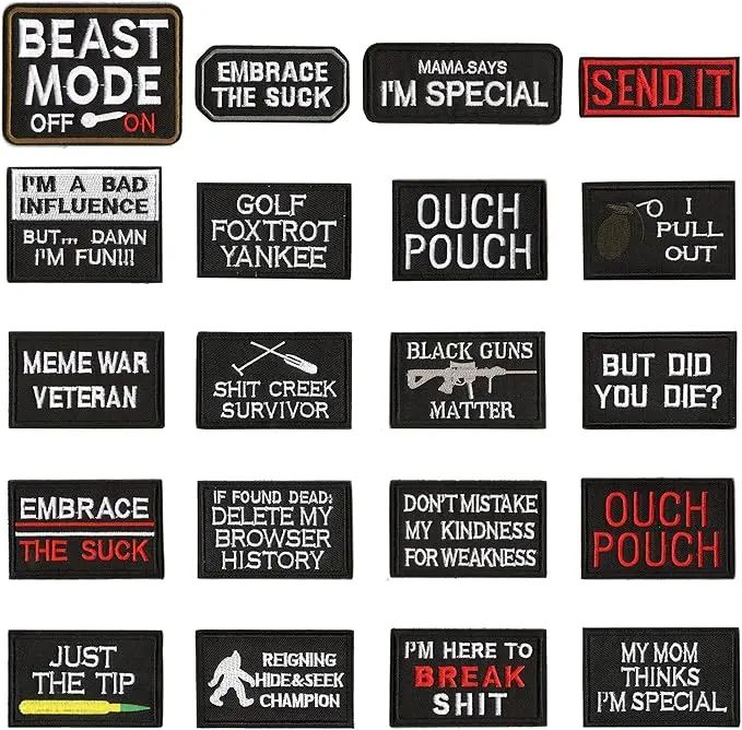 20 Pieces Funny Tactical Military Morale Patch Full Embroidery Patch Set for Caps,Bags,Backpacks,Clothes,Vest,Military Uniforms,Tactical Gears Etc. (Navy)