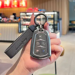 For Cadillac Key Fob Cover, Car Key Case Shell Protector for Cadillac Escalade CTS SRX XT5 ATS STS CT6 5-Buttons Remote Start
