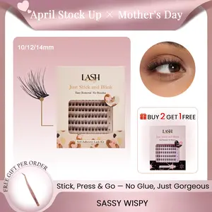 Lashterally Sassy Wispy Self-adhesive Lash Clusters Kit Glue Free Natural Cluster Lashes Extension 5D Fluffy False Eyelashes 10mm/12mm/14mm Clusters Makeup Cosmetic summervibes