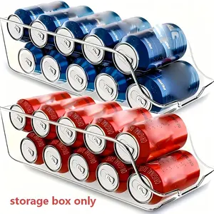 Clear Fridge Organizer Bins Space-Saving Stackable Storage Containers, Durable Acrylic Material for Soda Cans Energy Drinks, Angled Design Portable Organizer for Fridge Freezer Pantry Kitchen Countertop, Ideal for Home Office Party Drink Storage with Rand