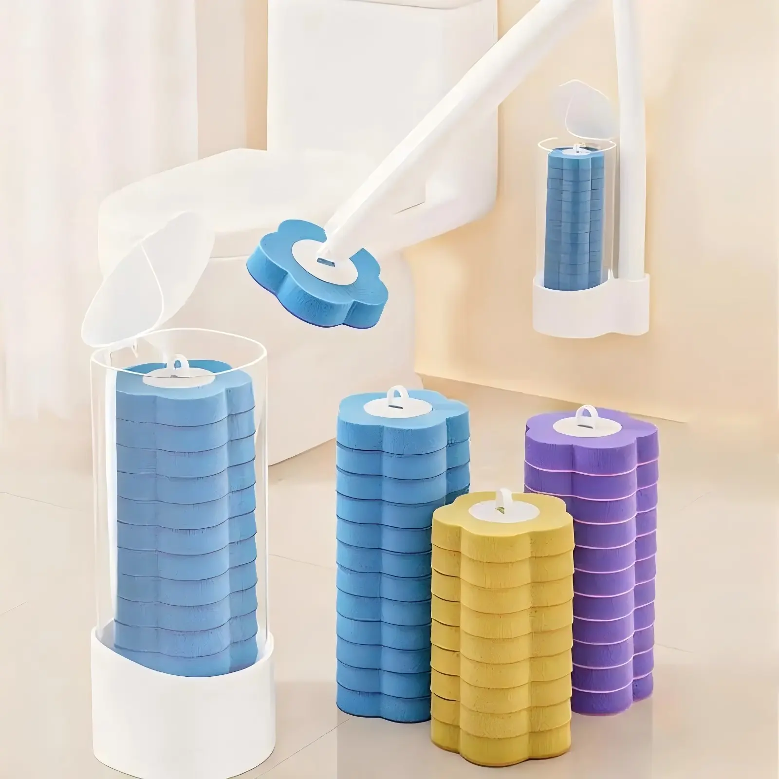【2026】Disposable Toilet Brush Set with 36PCS Refills Wall Mounted Toilet Bowl Cleaner Wands Toilet Cleaning System Starter Kit for Sink Bathtub Drain Wash Basin Urinal Essential ltems for Home