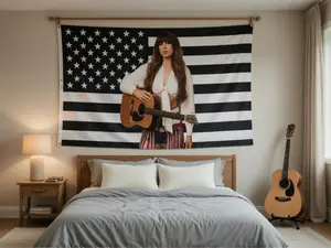 Vintage Country Ella American Flag v2 – Western Cowgirl Style Banner