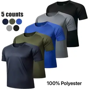 Men's SummerVibes Solid Color Quick Dry Breathable Shortsleeve Spring and Summer Shirts Crew Neck Comfortable T-Shirt Moisture Wicking Mesh Athletic Training Fathersdaygift workout tops gym shirts All Season Activewear Athleisure Style