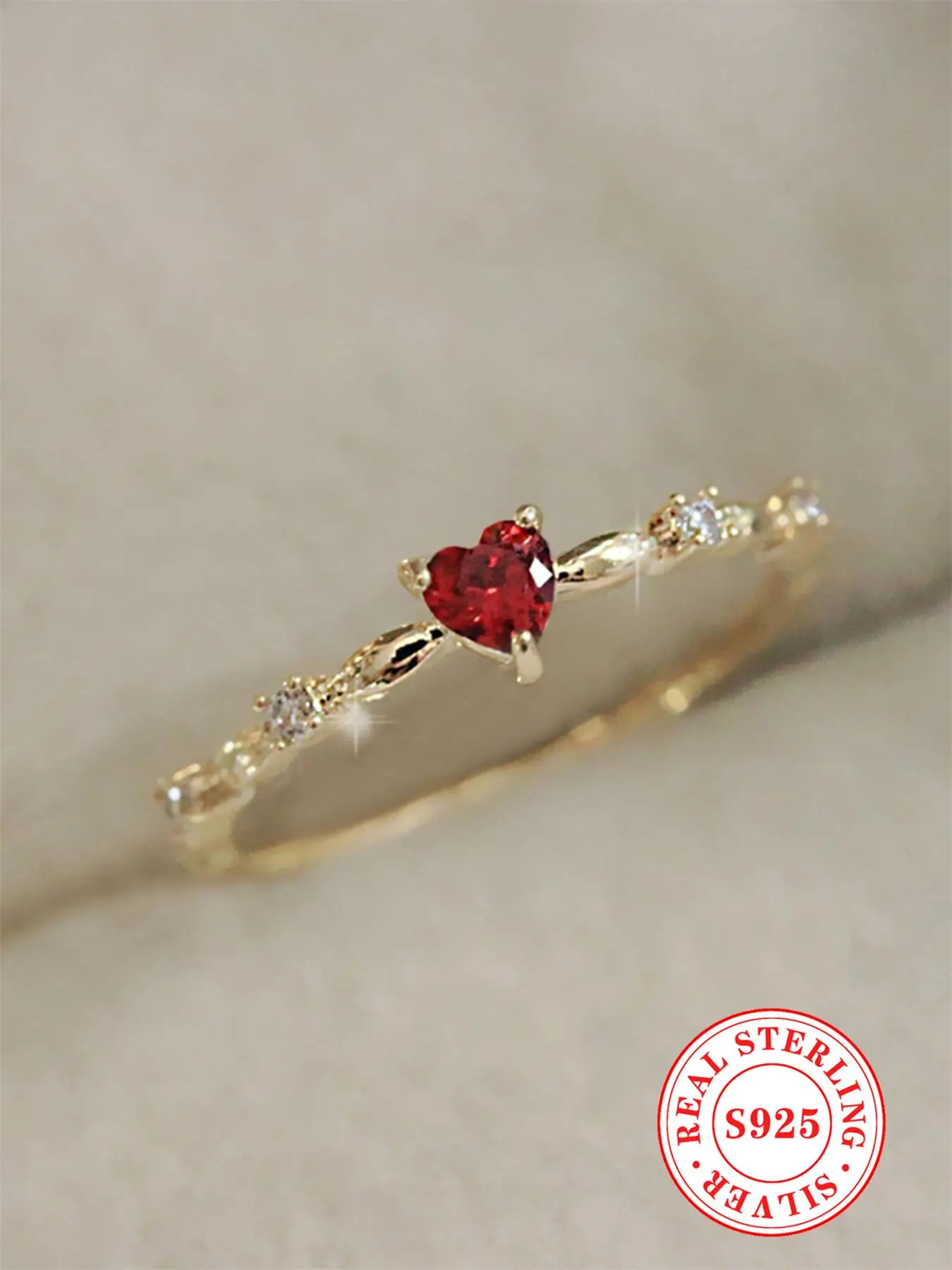 925 Sterling Silver Heart Shaped Ring, 2024 New Style Fashion Accessories for Women & Girls, Trendy All-match Wedding Engagement Anniversary Party Jew