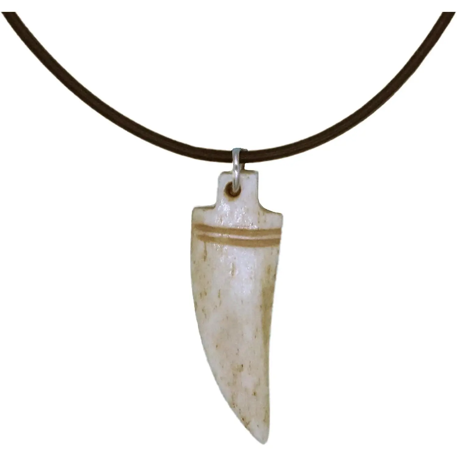 Necklace for Men, Boys Necklace with Bone Bead Fang Pendant,Teeth Horn Necklaces with Round Leather Cord