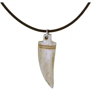 Necklace for Men, Boys Necklace with Bone Bead Fang Pendant,Teeth Horn Necklaces with Round Leather Cord