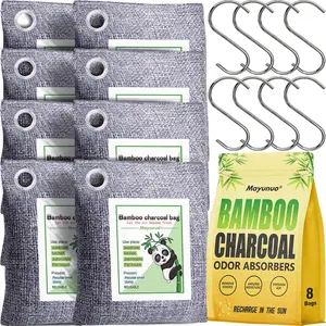Activated Charcoal Odor Absorber 8 Pack, Odor Eliminator For Strong Odor, Bamboo Charcoal Air Purifying Bag Deodorizer Air Freshener Moisture Absorber for Closet Home Room Car Smoke Shoes