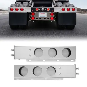 VEVOR Stainless Steel Angled Spring Loaded Mud Flap Hangers, 2 - 1/2 Bolt Spacing Mudflap Hangers for Semi Trucks, 1 Pair Heavy Duty Semi Truck Mud Flap Hanger Set with Reflective Strips, SilverVEVOR Super Brand Day