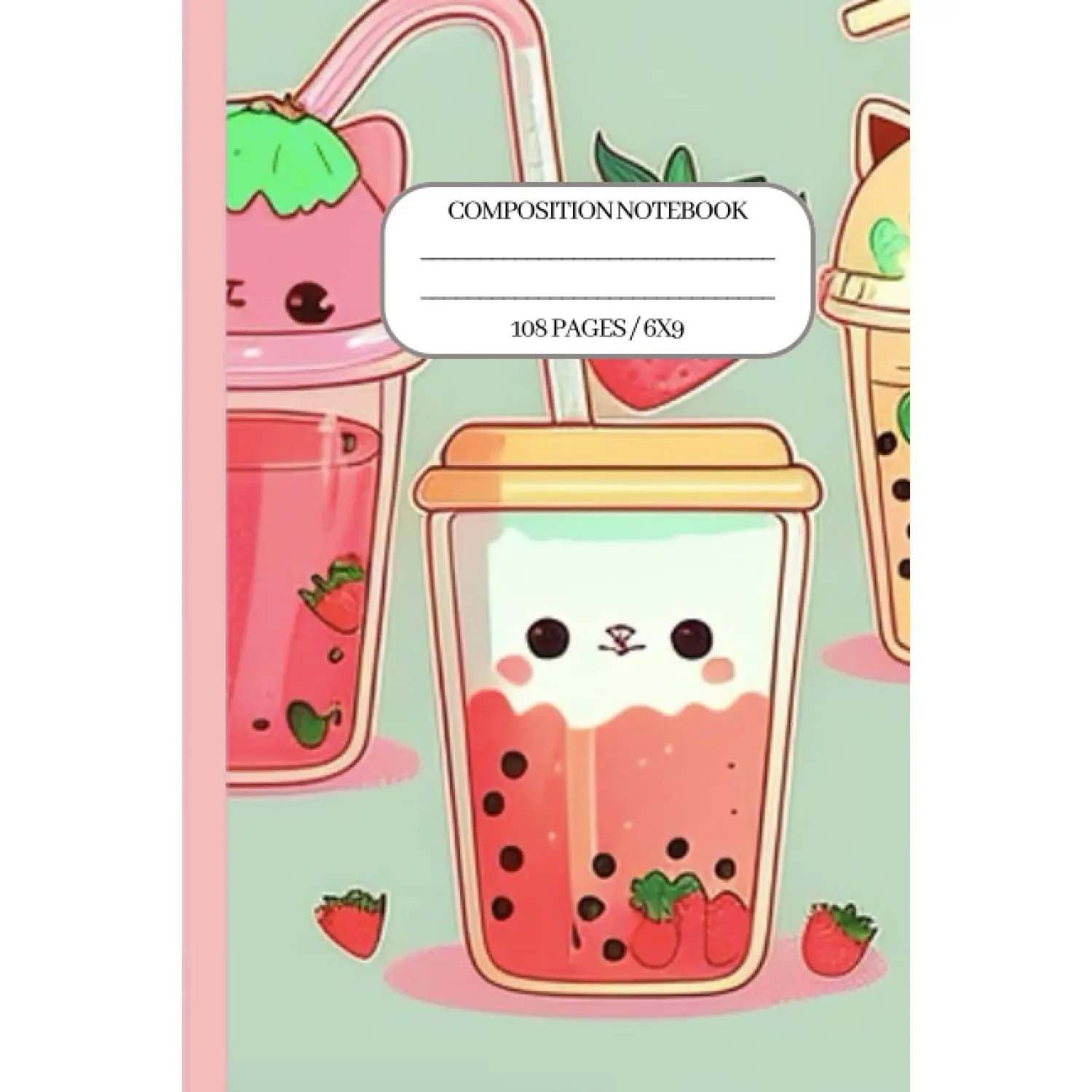 Bubble Boba Tea Kawaii Kitty Composition Notebook College Ruled: Cute Boba Tea Kawaii Cat Journal, 108 Lined Pages 6 x 9