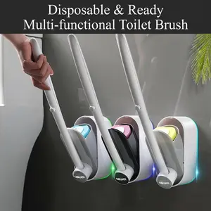 Toilet Scrubber Brush Kit with Self-Cleaning Disposable Pads – No Pre-Rinse, No Mess, No Odor , Simplifies Bathroom Hygiene, Bathroom Cleaning Tool