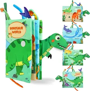 Baby Cloth Books for Babies 6-12 Months Montessori Sensory Toys High Contrast Soft Crinkle Books Dinosaur Baby Toys Infant Learning Toys Early Development Gifts for Boys and Girls