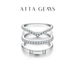 Stackable Band Synthetic Moissanite Ring For Daily Wearing Anniversary Engagement Gift R001