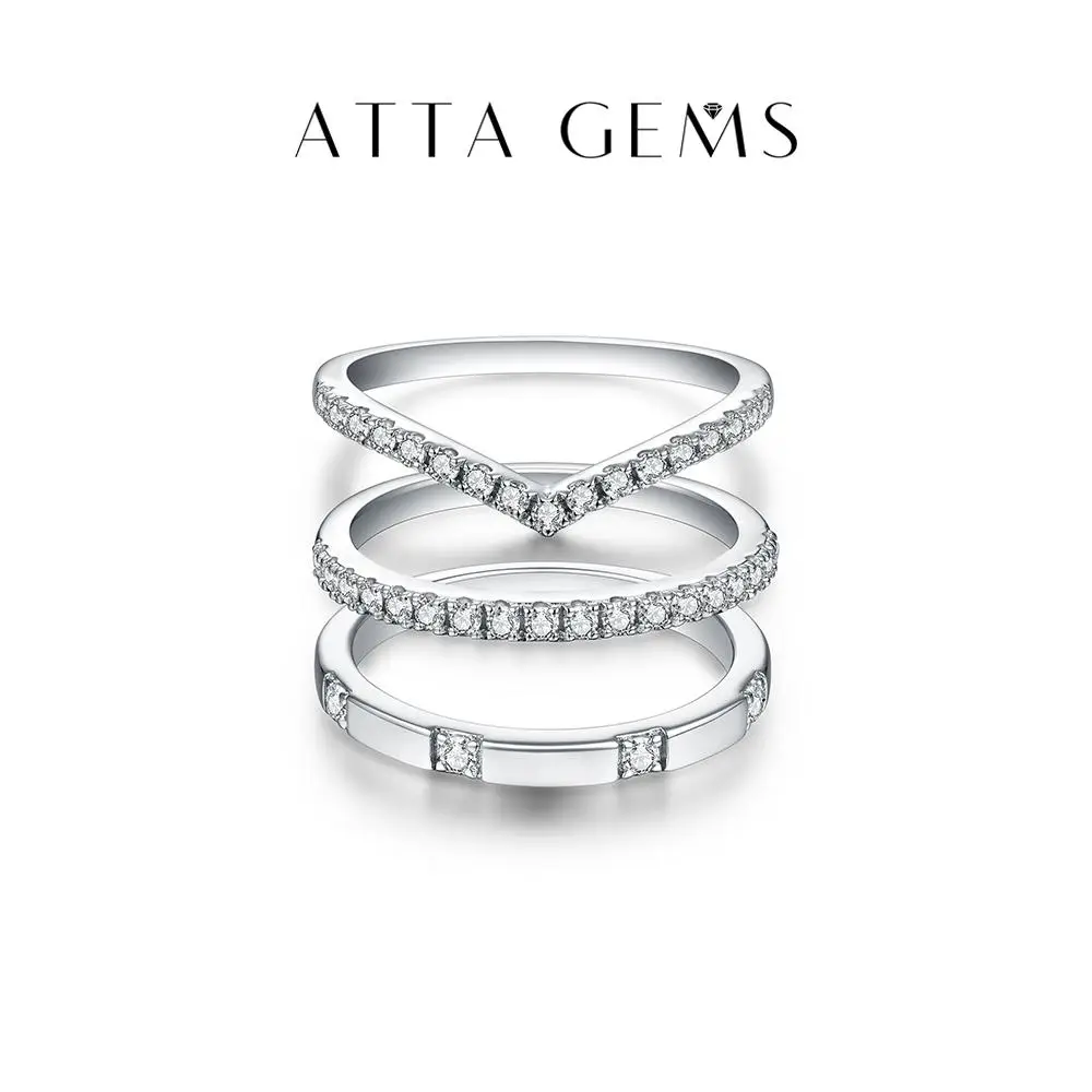 Stackable Band Synthetic Moissanite Ring For Daily Wearing Anniversary Engagement Gift R001