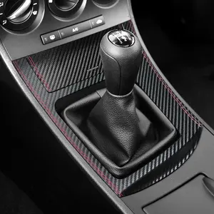 BETTERHUMZ Center Console for Mazda 3 Axela 2010 2011 2012 2013 Mazdaspeed 3 for Alcantara Carbon Leather Car Gear Shift Panel Trim Sticker Decor Interior Accessories (Style A, Carbon Leather)
