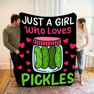All-season Flannel Blanket Cute Pickle Jars &  Soft Comfortable Ideal for Sofas Beds Offices Travel Outdoor Camping Single Double Nap Blankets Personalized Photo Lola Blush Home Comfort Teen Bedroom Decor Coquette Gift Funny Face birthday celebration