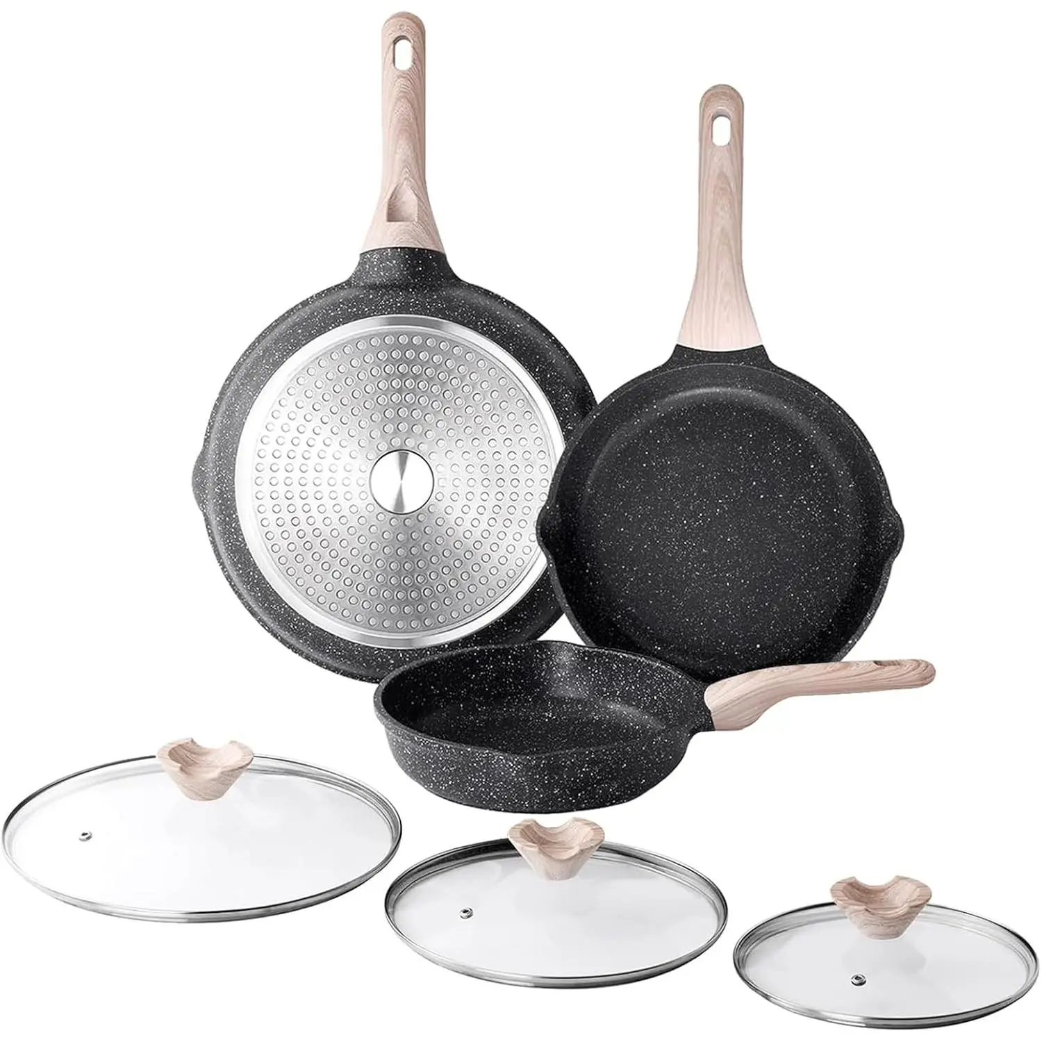 Nonstick Frying Pan Set with , 3 count Skillet Set,  Induction Cookware Cooking Pan, Stay-Cool Handle, Compatible with  Stovetops, PFOA Free (9.5, 11, 12.5 Inch)