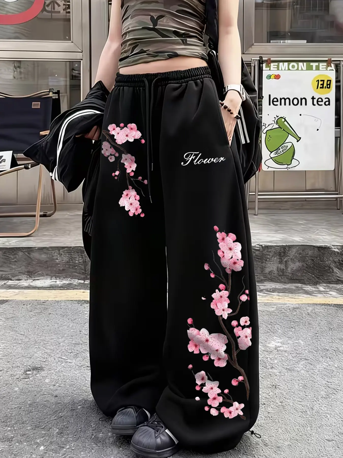 Women's Wide Leg Pants, Tribal Print, Floral, Drawstring Waist, Fitted, Casual Street Style, All Seasons, Elastic Comfort, Versatile, Casual Chic Bottoms