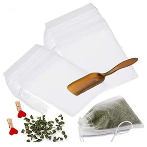 400 pcs Disposable Tea Bags Tea Filter Bags Empty Tea Filter Bags with Drawstring and Tea Spoon for Loose-Leaf Tea, Spices, Herbs