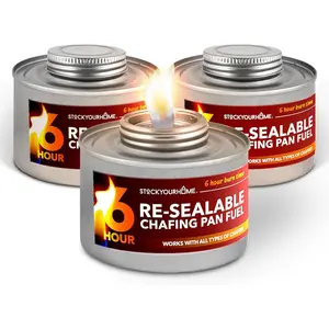 6-Hour Food Warmers for Parties (3 Pack), Chafing Fuel Cans with Wick and Safety Twist Cap, Catering Food Warmers for Buffets, Parties, Weddings, Long Lasting Burners for Food Warmer, Food Heater