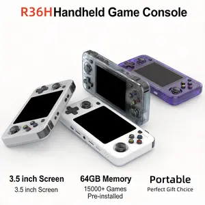 Boyhom R36h Retro Portable Console, Linux Open Source System, Classic Game Console, 3.5-Inch IPS Screen, 64GB Memory, Video Player