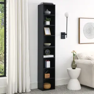 Tall Narrow Bookshelf 8 Tiers, Compact Corner Bookcase, Easy to Match for Living Room, Office, Study, Bedroom