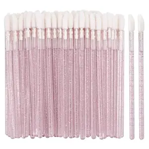 100PCS Disposable Lip Brushes, Pink Lip Gloss Wands & Lipstick Applicators for Makeup, Professional & Travel Use