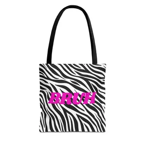 BRUH – Zebra Print Tote Bag