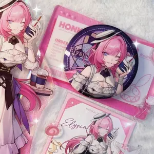 Honkai Impact 3rd Elysia Badge Clear Card Acrylic Figure Stand Model Plate DIY Desk Decor Standing Sign Ornament For Fans Gift