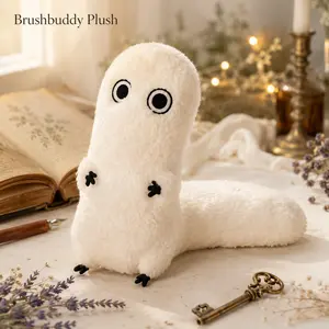 Brushbuddy Plush  Cute Anime Witch Familiar Stuffed Animal | 40cm Long Magical Creature Plushie | Cottagecore Kawaii Gift