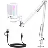 ZealSound USB Multifunction Gaming Condenser Microphone with Fold-Away Metal Boom Arm Mount, 9 RGB Lights, Audio Volume Control Button, Noise Cancellation, Echo, Gain Adjustment, Headphone Monitoring, Plug-and-Play for Computer, PS5 Streamers