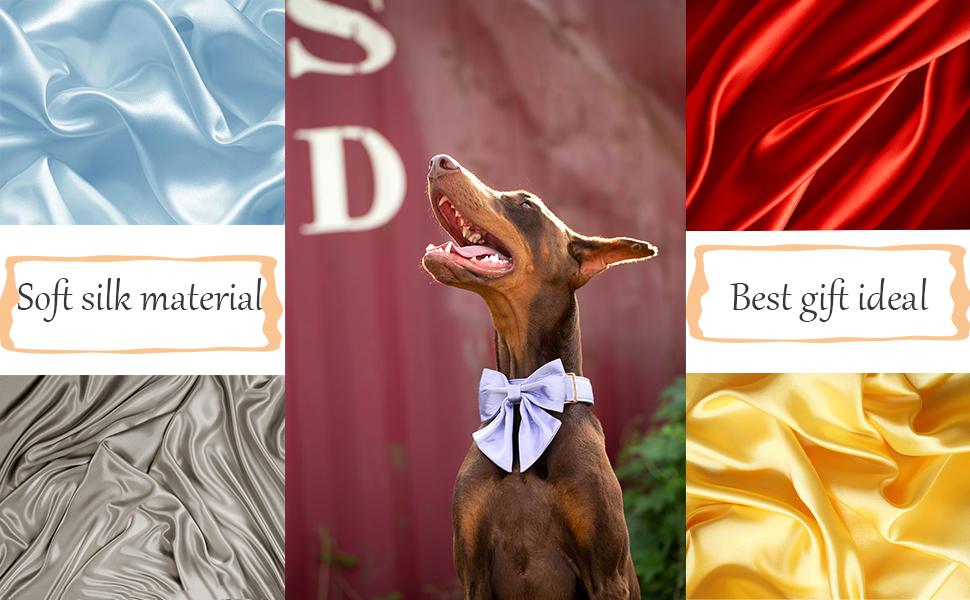 Unique style paws Silk Adjustable Durable Dog Collar with Bow Wedding Bowtie Collar for Small to Large  Dogs summervibes