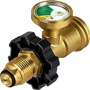 Solid Brass Propane Tank Pressure Gauge Adapter for Safe Connection - QCC1/Type1 Compatible