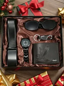 5pcs Men's Gift Set, High-Quality Watch, Glasses, Wallet, Belt, Keychain, Perfect for Holidays, Birthdays, Father's Day, Graduation, Valentine's Day, Men Accessories