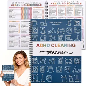 Adhd Cleaning Planner for Adults Women, Household Cleaning Planner, A4-Size, Spiral Bound Planner, Cleaning Schedule and Checklist Notebook, Daily Weekly Monthly Housekeeping Organizer