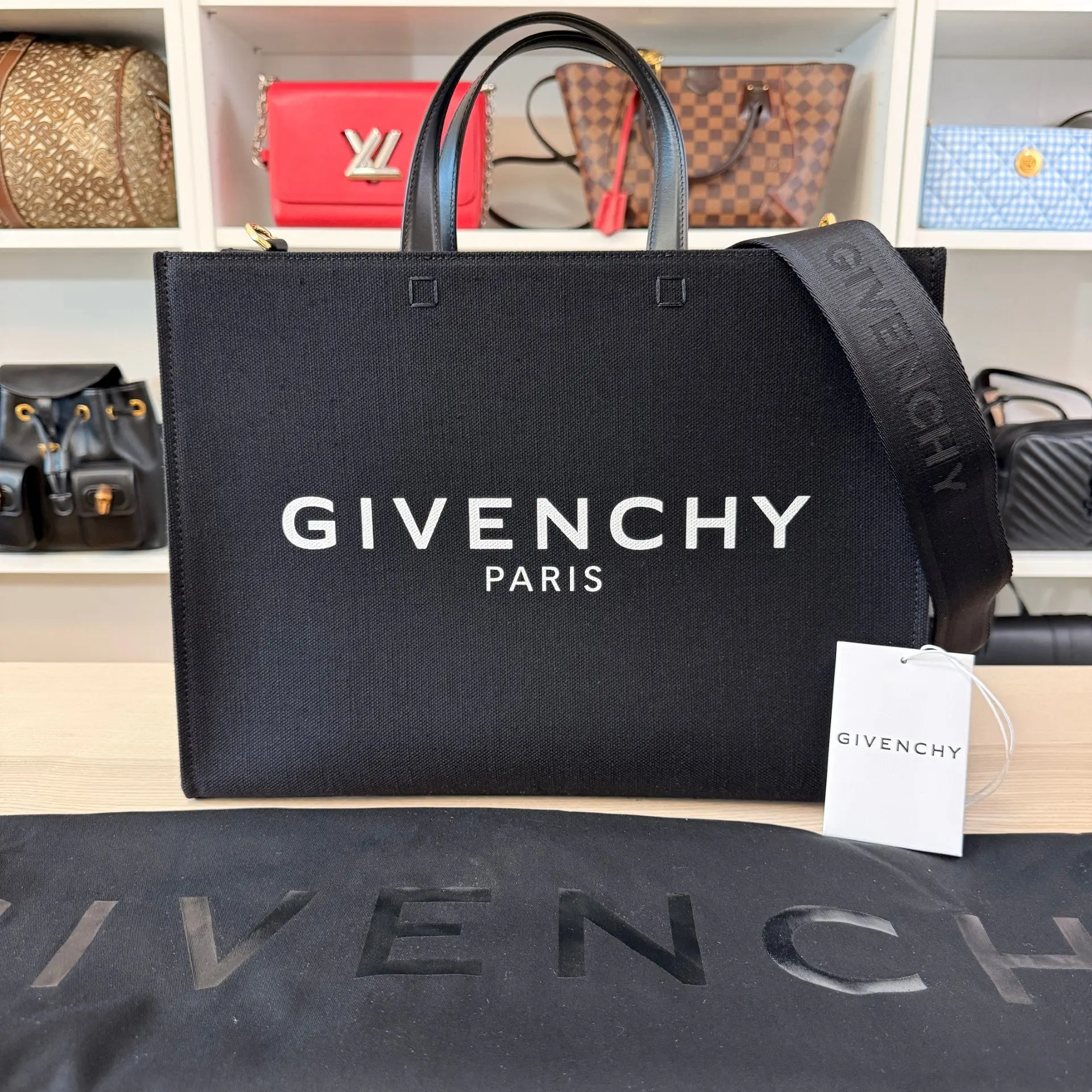 Pre-owned GIVENCHY Canvas Tote Bags G Tote Medium Shopping Bag in Black