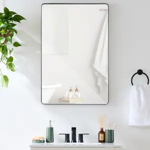 Best Choice Products 24x36in Recessed Bathroom Vanity 2-Way Wall Mirror w/ Rounded Corners, Anti-Blast Film