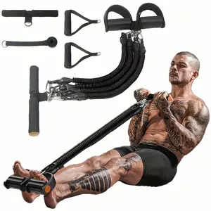 Set of 5 Versatile Foot Pullers - TPE Resistance Bands Designed for Comprehensive Workouts, Aiding in Sit-Ups, And Training Leg And Abdominal Muscles. This Stackable Fitness Gear Features Adjustable Straps, Comes in Black