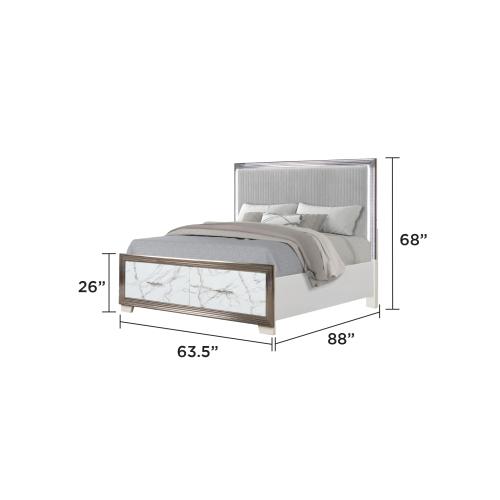 Bellemave OBSESSION Queen Complete Bedroom Set - 4PC Contemporary Wooden Material Bedroom Set with Gold Finish Indoor Furniture, Complete Bedroom Sets, Wooden Material Bedroom Sets
