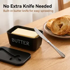 Butter Dish & Knife Set, Food Grade Butter Container with Serving Tray, Multifunctional Kitchenware Utensils for Home Hotel Restaurant, Easy Spreading  Perfect Mother's Day Gift for Kitchen