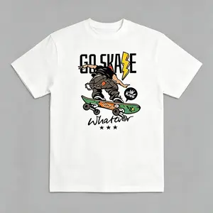 Men's "Go Skate Whatever" Graphic T-Shirt, Retro Skateboarding Streetwear Tee，Men's Skate T-Shirt, Skateboarding Graphic Tee, Streetwear T-Shirt, Retro Skate Tee，Men's Summer 100% Cotton Round Neck T-shirt