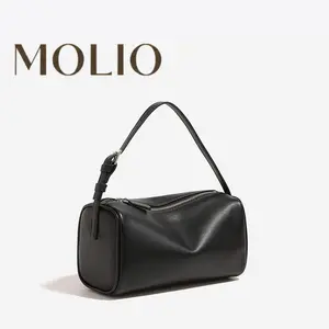 2026 Minimalist Cylinder Boston Underarm Bag - Soft Leather Adjustable Shoulder Bag , Casual Daily Purse For Office Commute outdoorfun