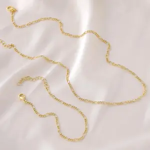 NK3:1 Chain Necklace + Bracelet Bundle in Yellow Gold - 4mm 18k White Gold Plated Adjustable Micro Side Chain & Bracelet Bundle | 4mm Width, 7.09"-17.72" Length, Wife Gifts - Perfect Gift - DealsForYouDays - summer vibes