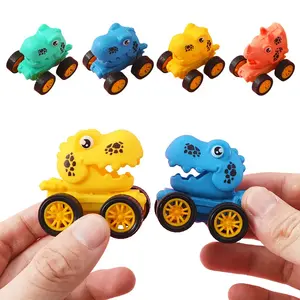 Fun 5-Pack Dinosaur Racing Cars - Macaron Color Palette, Tyrannosaurus Rex Friction Inertia Gliders, Random Styles, Back-to-School Gift (Luggage Accessory) Powered