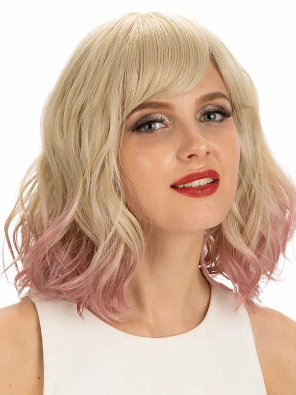 Noble Natural Wave 12 inches Short Curly BOB Hair Wigs Ombre Color Synthetic Wig