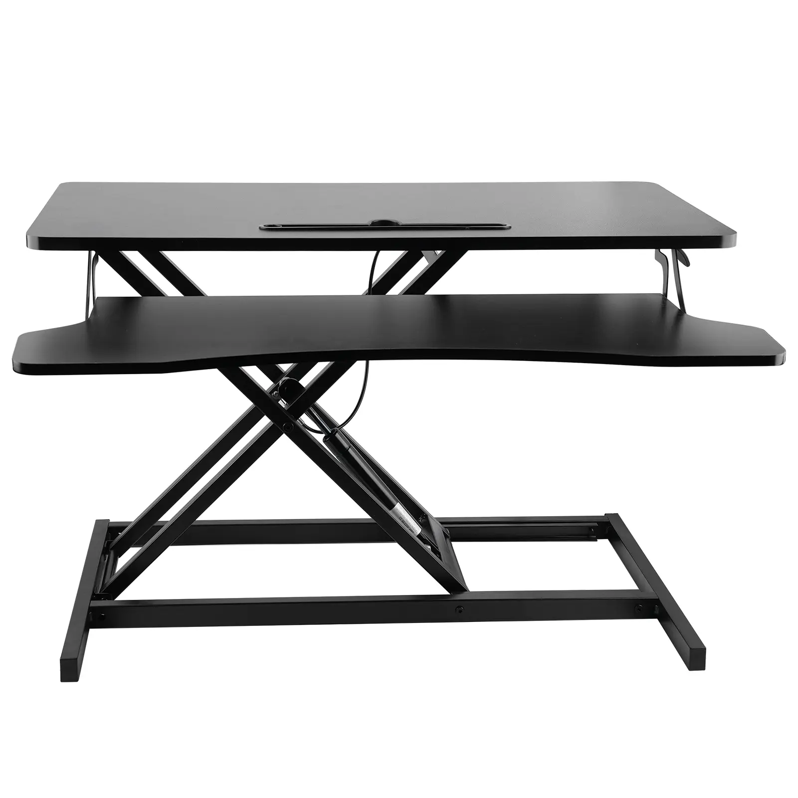 32-Inch Black Standing Desk Converter, Ergonomic Computer Workstation with Keyboard Tray, Adjustable Height Monitor Riser for Posture Improvement & Enhanced Productivity