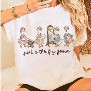 Just A Thrifty Goose Tshirt, Grandma Goose, Funny Silly Thrifting Shirt, Coquette Saving Money Second Hand Graphic Tee