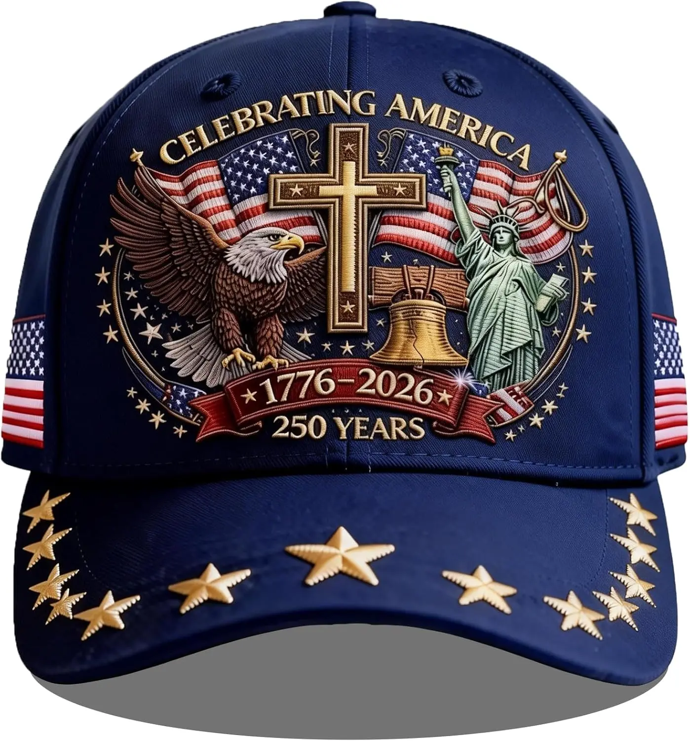 250th Anniversary USA Adjustable Baseball Cap for Men and Women - Eagle, Liberty Cross Printed Fashion Accessory Hat