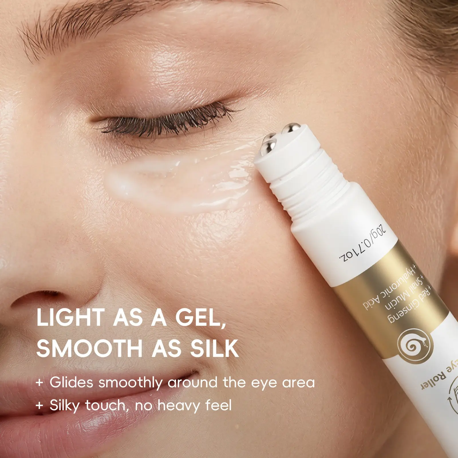 Snail Roll-On Under Eye Cream 20g, Cooling Metal Ball Applicator Reduces Puffiness & Dark Circles, Snail Mucin Hydrates & Plumps Fine Lines, On-The-Go Travel Size, Post-Hike Late Night Essential, Eye Cream Roller, Eye Repair Cream, Silky
