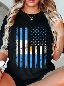 100% Cotton Argentinian American Flag Argentinian Roots Argentina Gift T-Shirt