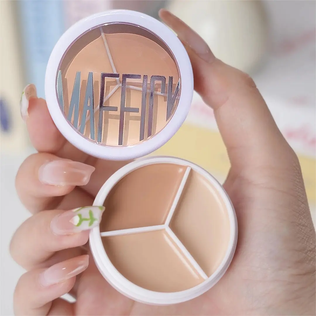 Three-Color Concealer, Waterproof Sweatproof, Long-Lasting, Multi-Tone Coverage, Non-Oxidizing, Even Contour, Daily Makeup, Super Coverage